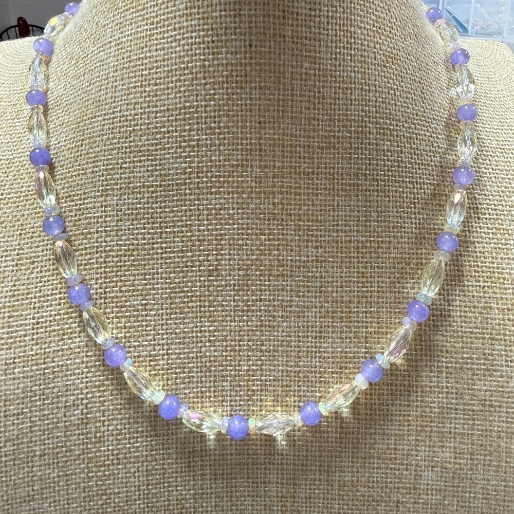 Ethiopian Opal and Purple Quartz Beaded Necklace